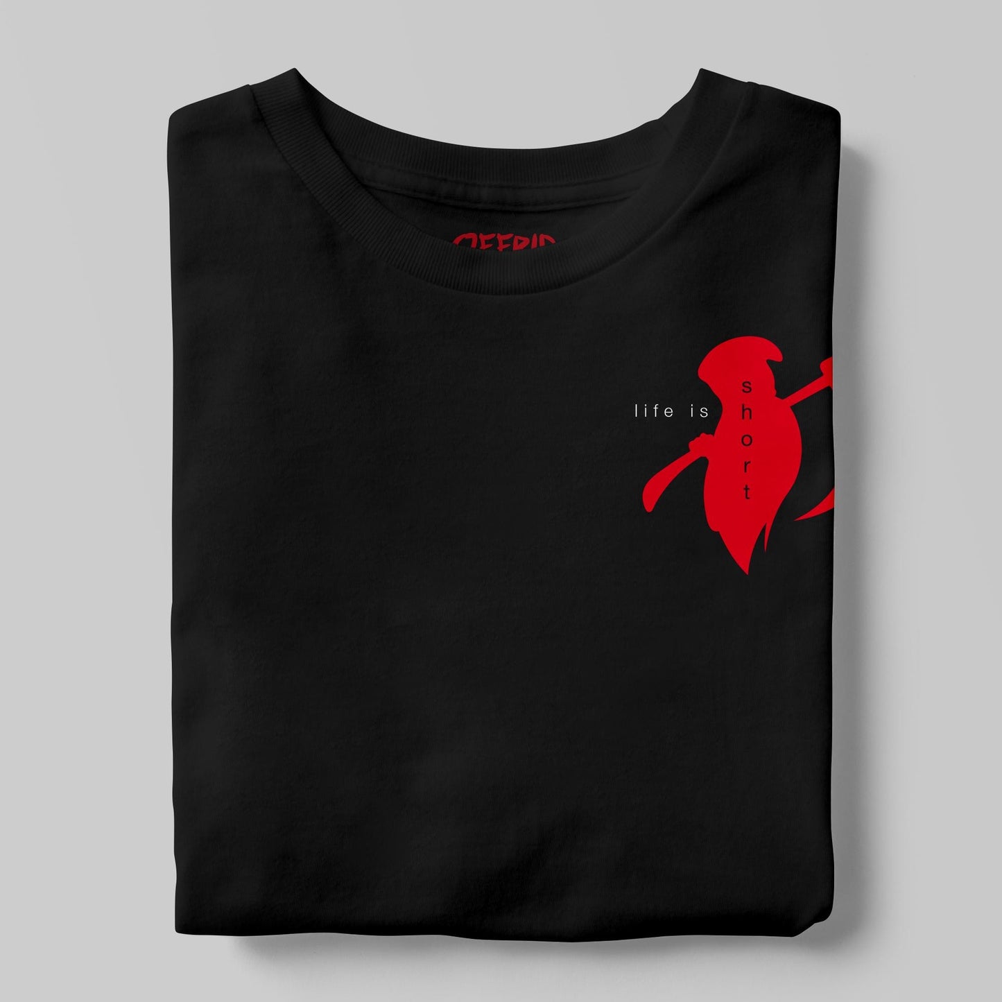 Regular Fit, Offrid Grim Reaper T-Shirt – Life Is Short, Make It Count, Streetwear, Graphic T-Shirt, Unisex Tee, Bold Fashion Apparel