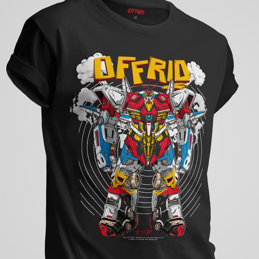 Regular Fit, Offrid Mecha Warrior T-Shirt, Unleash Your Inner Hero, Streetwear, Graphic T-Shirt, Bold Fashion Apparel, Casual Tee