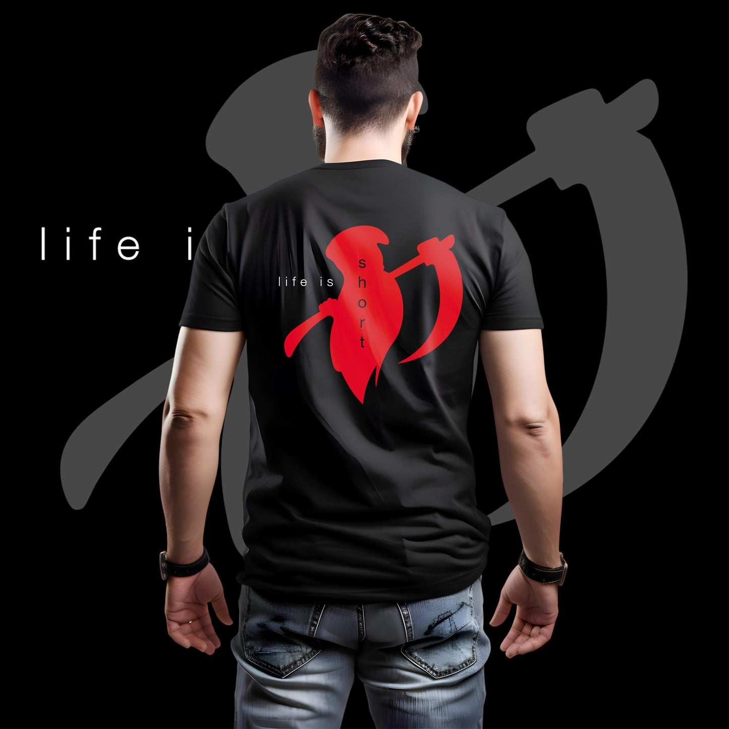 Regular Fit, Offrid Grim Reaper T-Shirt – Life Is Short, Make It Count, Streetwear, Graphic T-Shirt, Unisex Tee, Bold Fashion Apparel